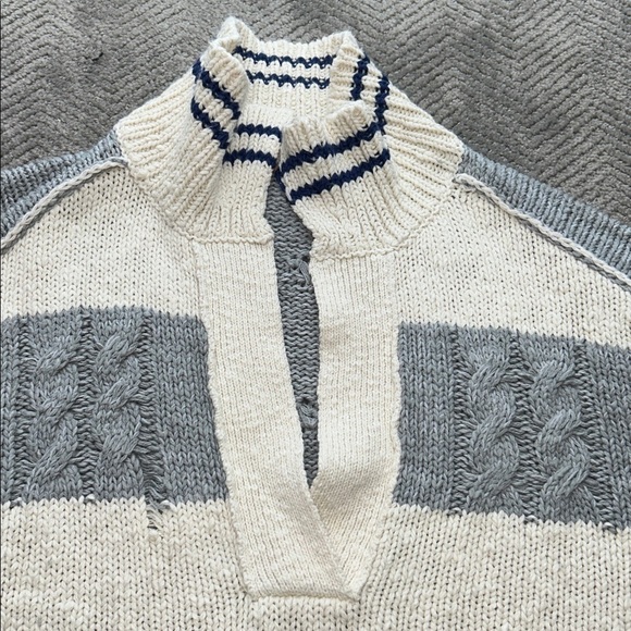 Free People Women’s Pembrook Oversize Sweater In Ivory Combo Size XS - Picture 8 of 12